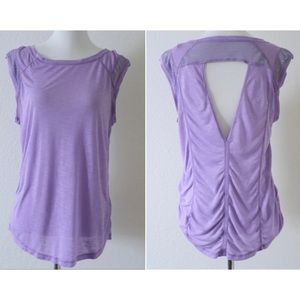 Zella Purple Open Back Cap Sleeve Top Size Medium